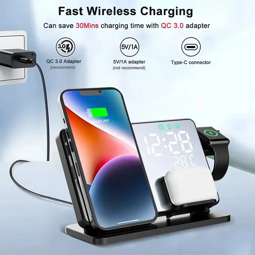 Wireless Charger Alarm Clock S - مراجعة Smartwatch Apple Watch وسعره