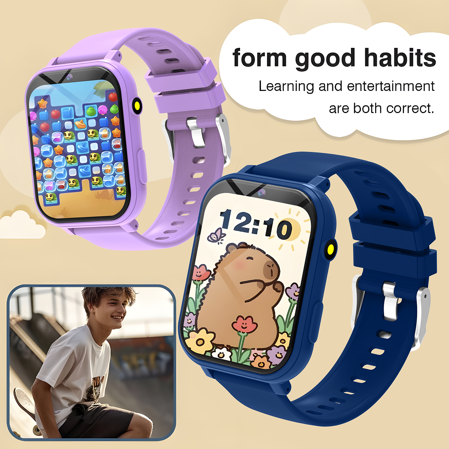 Kids Smart Watch Games Camera  - مراجعة Smartwatch Watches For Kid Boy With Alarm وسعره