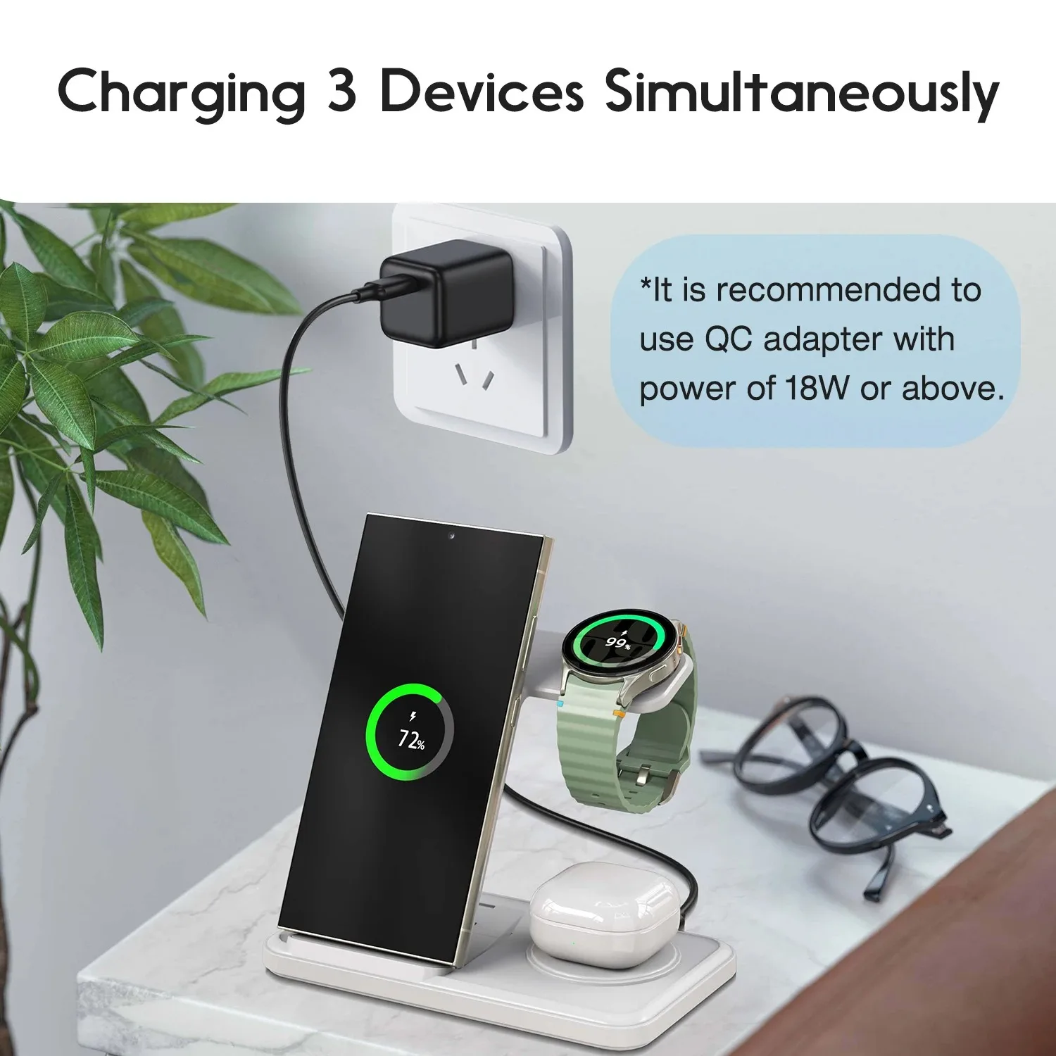Desktop 3-in-1 Wireless Charge - مراجعة Smartwatch Watches Compatible With Iphone وسعره