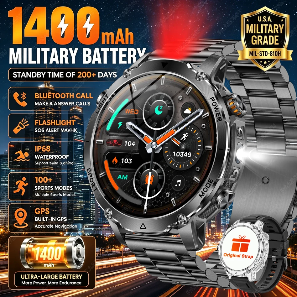Brand+1400mAh Big Battery Smar - مراجعة Smartwatch Watches Brands For Men وسعره