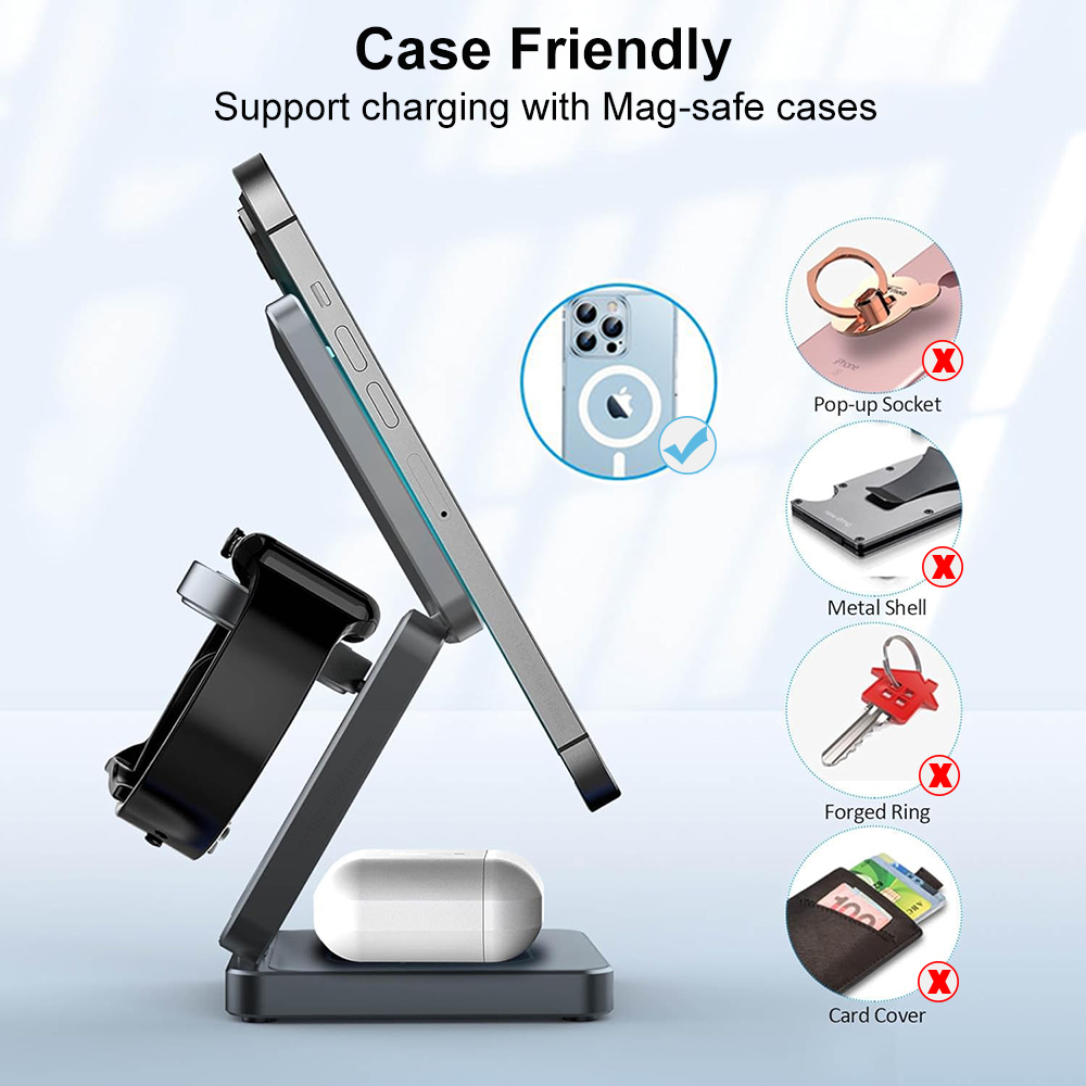 Wireless Charger 3 in 1 Foldab - مراجعة Smartwatch Watches Compatible With Iphone وسعره