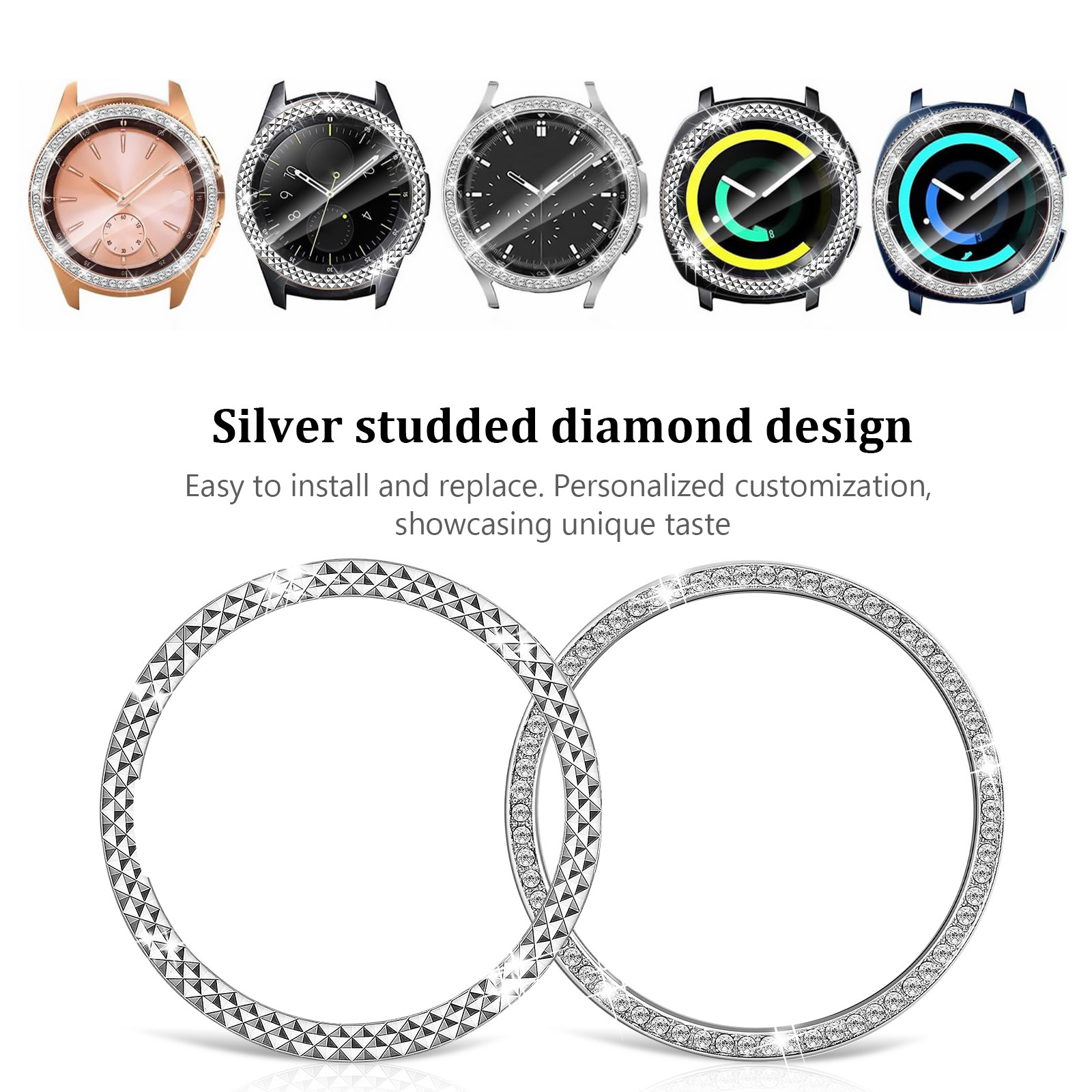 2Pcs Silver Watch Bezel Stylis - مراجعة Smartwatch Stylish Watches For Women وسعره