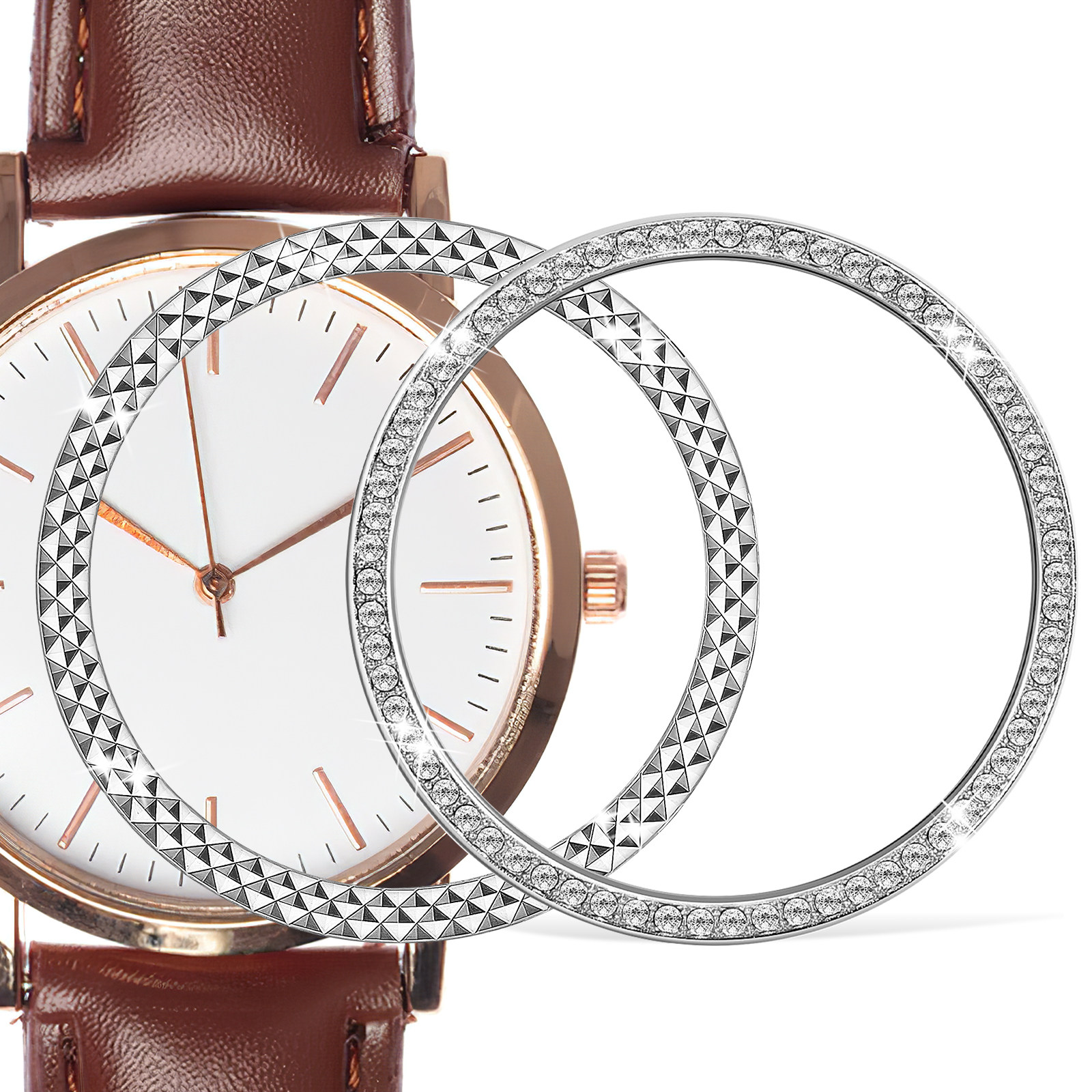 2Pcs Silver Watch Bezel Stylis - مراجعة Smartwatch Stylish Watches For Women وسعره