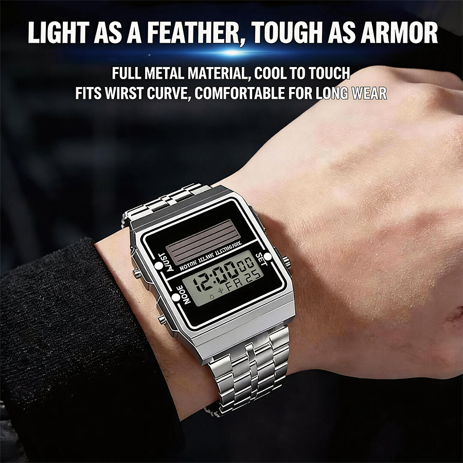 Retro Silver Metal Square Sola - مراجعة Tide Watch Surf وسعره