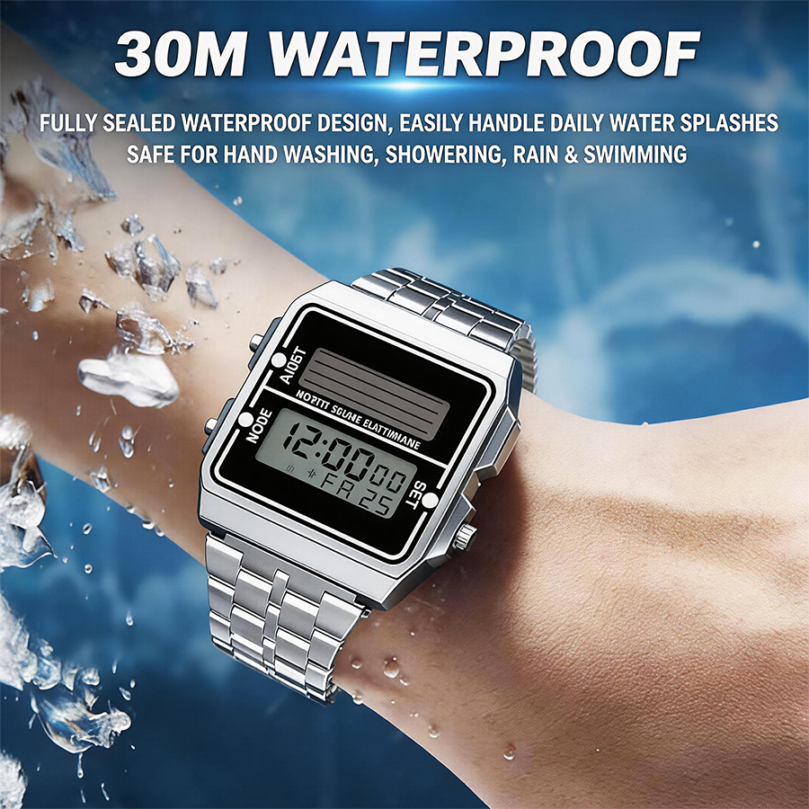 Retro Silver Metal Square Sola - مراجعة Tide Watch Surf وسعره