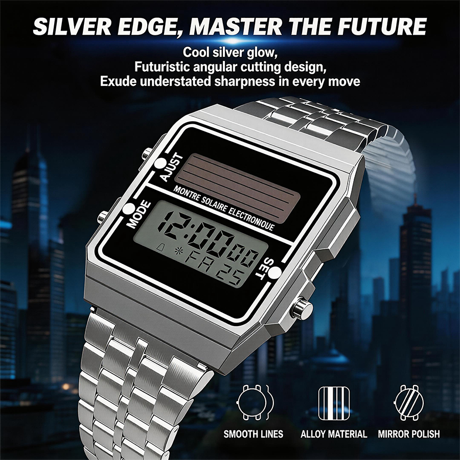 Retro Silver Metal Square Sola - مراجعة Tide Watch Surf وسعره
