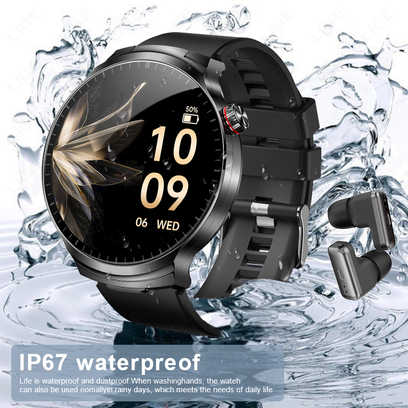 LIGE New TWS 2 in 1 Headset Sm - مراجعة Smartwatch Noise Watches For Men وسعره