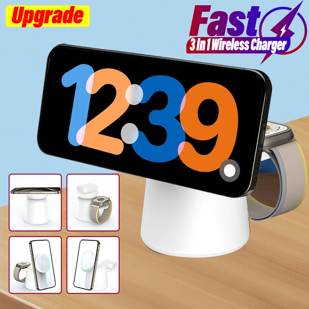 3 in 1 Magnetic Wireless Charg - مراجعة Smartwatch Watches Compatible With Iphone وسعره