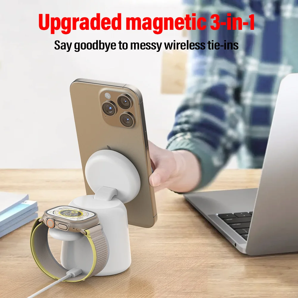 3 in 1 Magnetic Wireless Charg - مراجعة Smartwatch Watches Compatible With Iphone وسعره