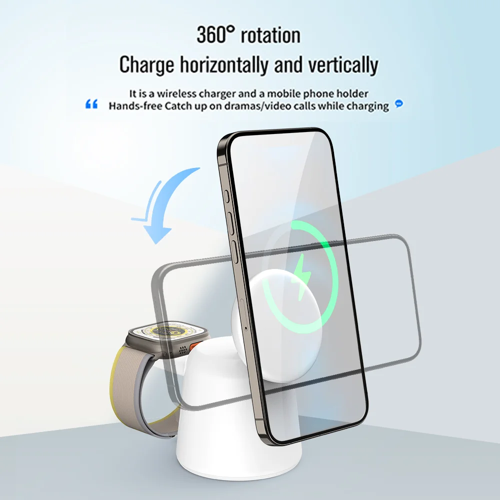 3 in 1 Magnetic Wireless Charg - مراجعة Smartwatch Watches Compatible With Iphone وسعره