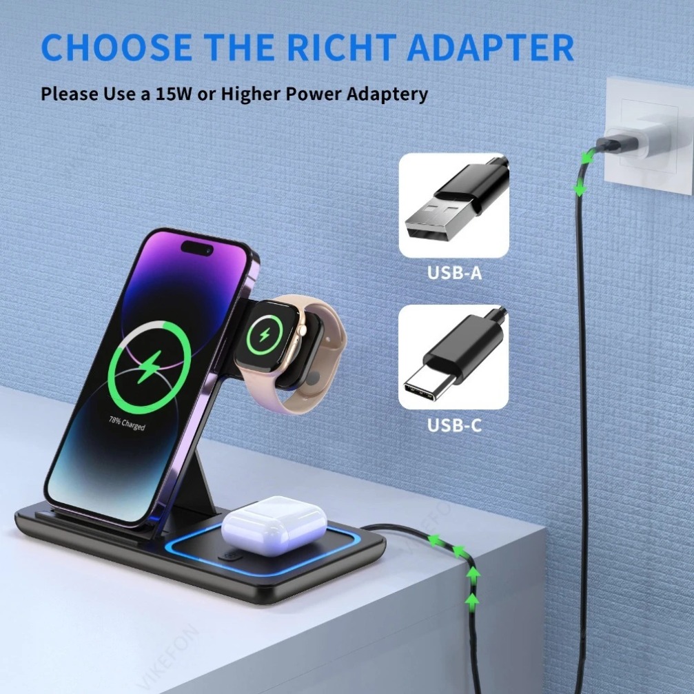 Foldable 3 in 1 Wireless Charg - مراجعة Smartwatch Apple Watch وسعره
