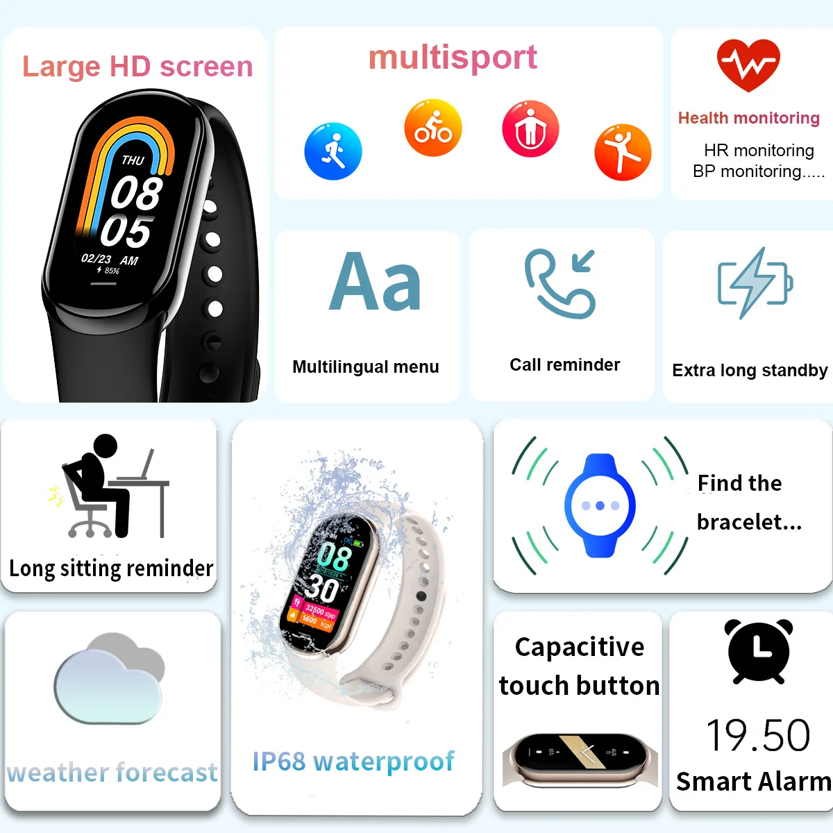 New Original Small M8 Band Sma - مراجعة Smartwatch New Watches For Women وسعره