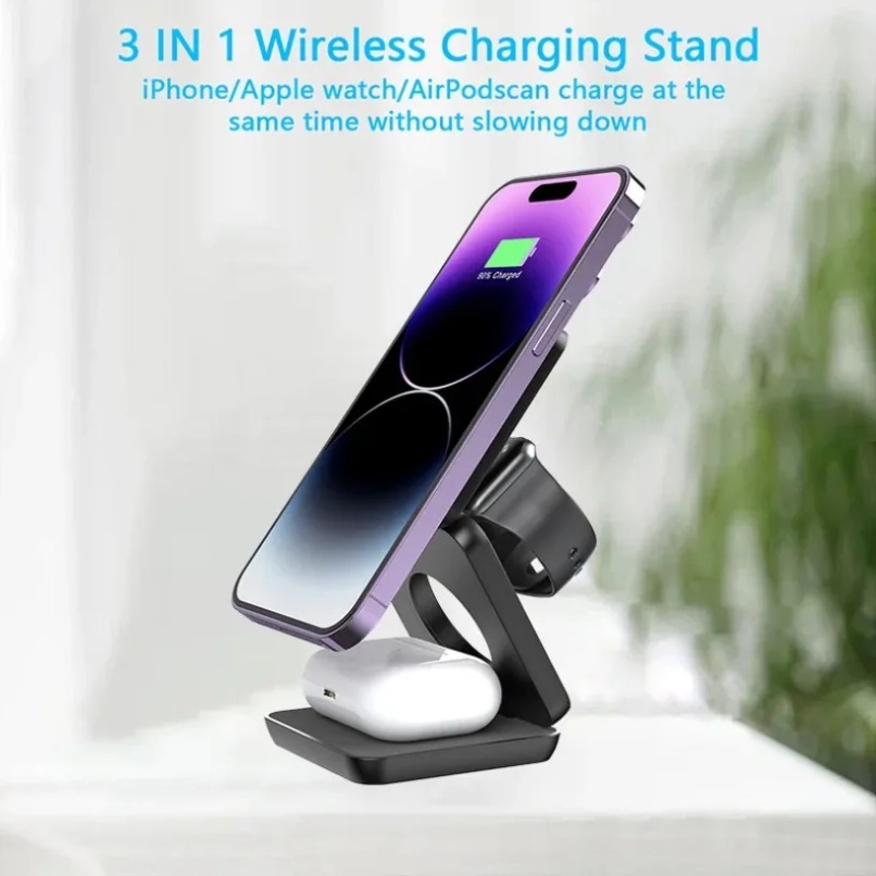 3 in 1 Foldable Magnetic Wirel - مراجعة Smartwatch Watches Compatible With Iphone وسعره