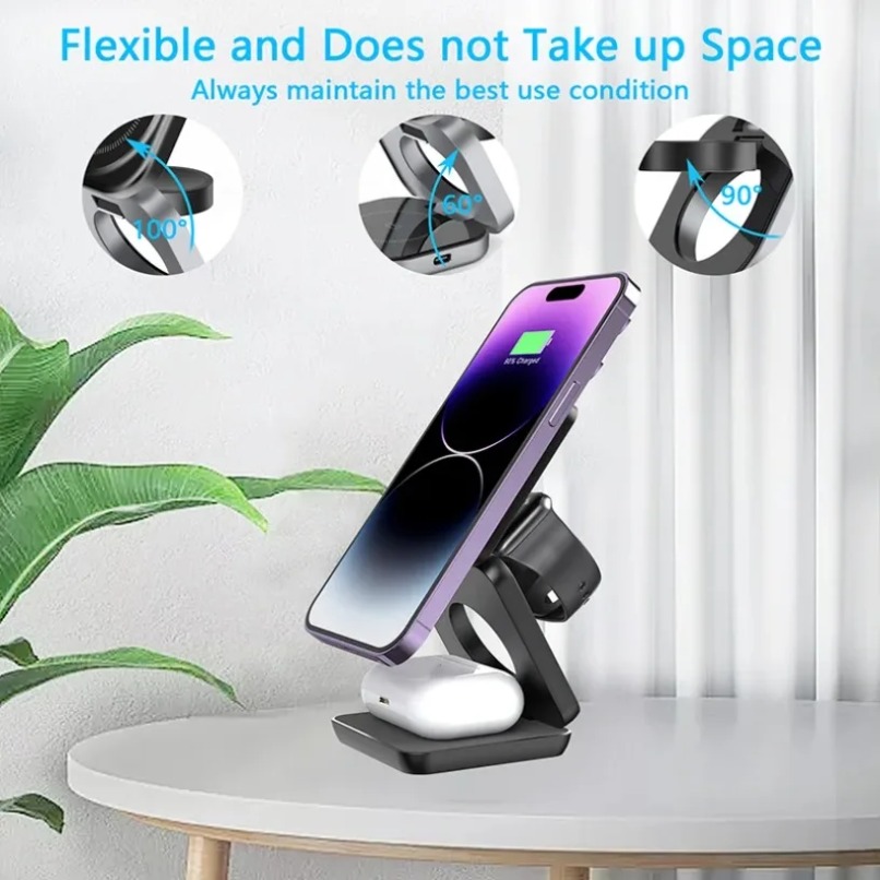 3 in 1 Foldable Magnetic Wirel - مراجعة Smartwatch Watches Compatible With Iphone وسعره