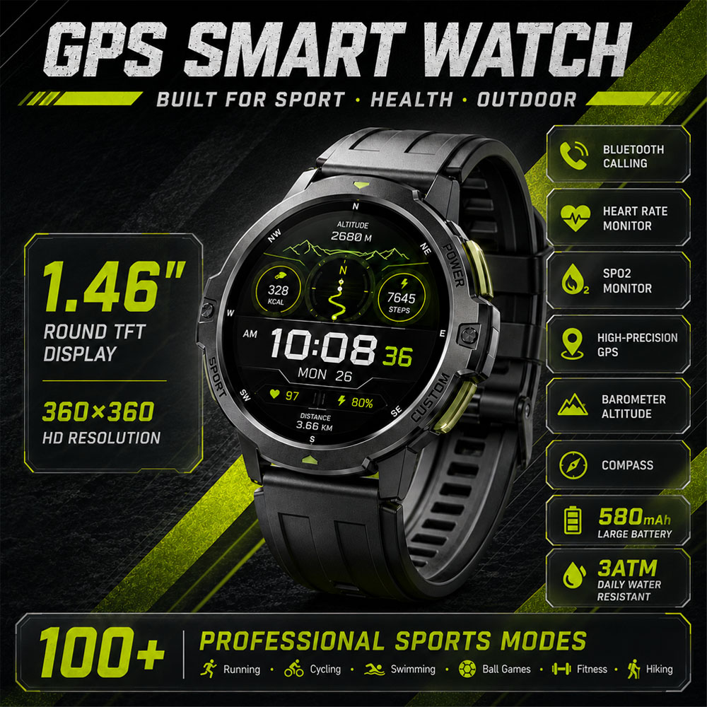 NEW Military GPS Smartwatch 3A - مراجعة Timex Watches Smartwatch وسعره