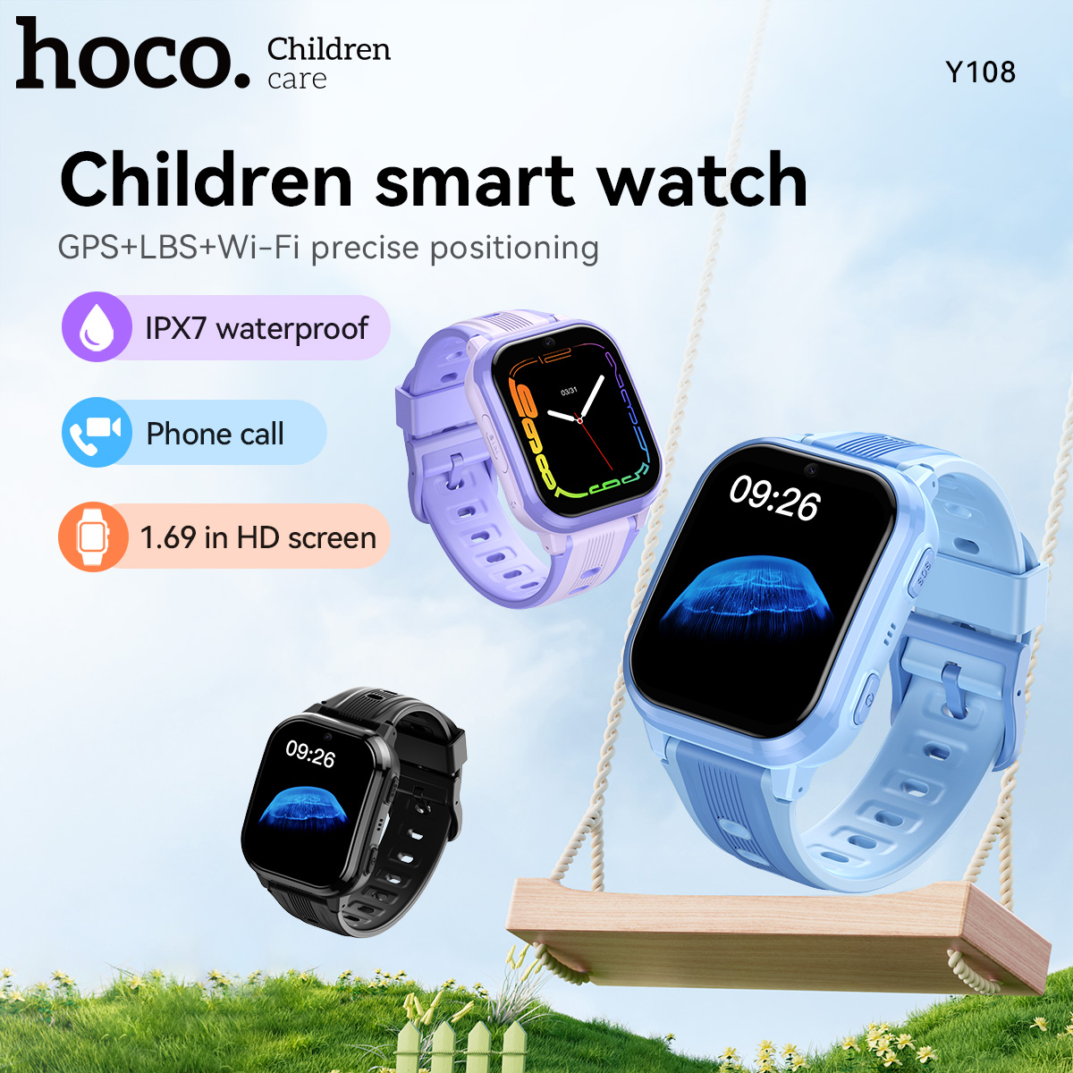 HOCO Y108 1.69inch HD LCD Curv - مراجعة Smartwatch Watches For Kid Boy With Alarm وسعره