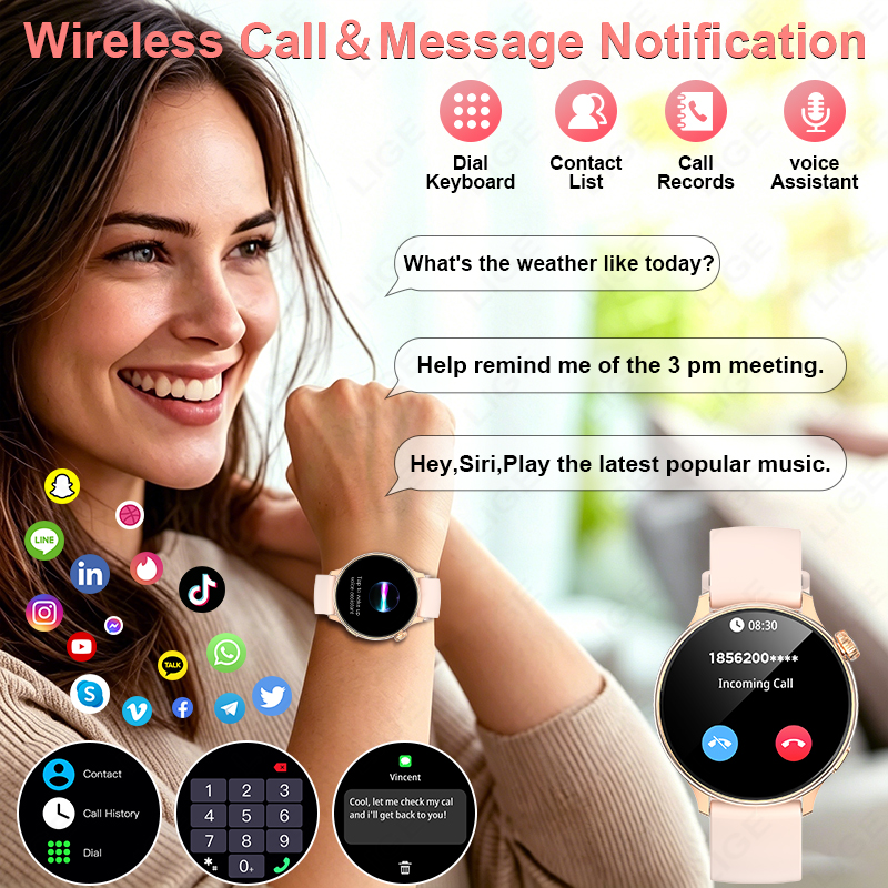 LIGE Stylish Round Women Smart - مراجعة Smartwatch Stylish Watches For Women وسعره