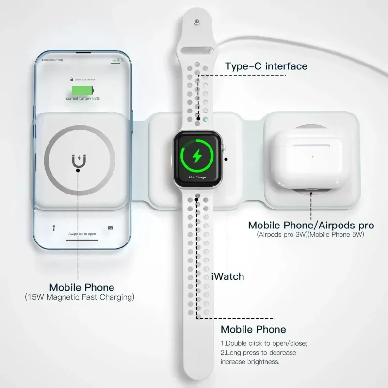 3 in 1 Portable Magnetic Wirel - مراجعة Smartwatch Apple Watch وسعره